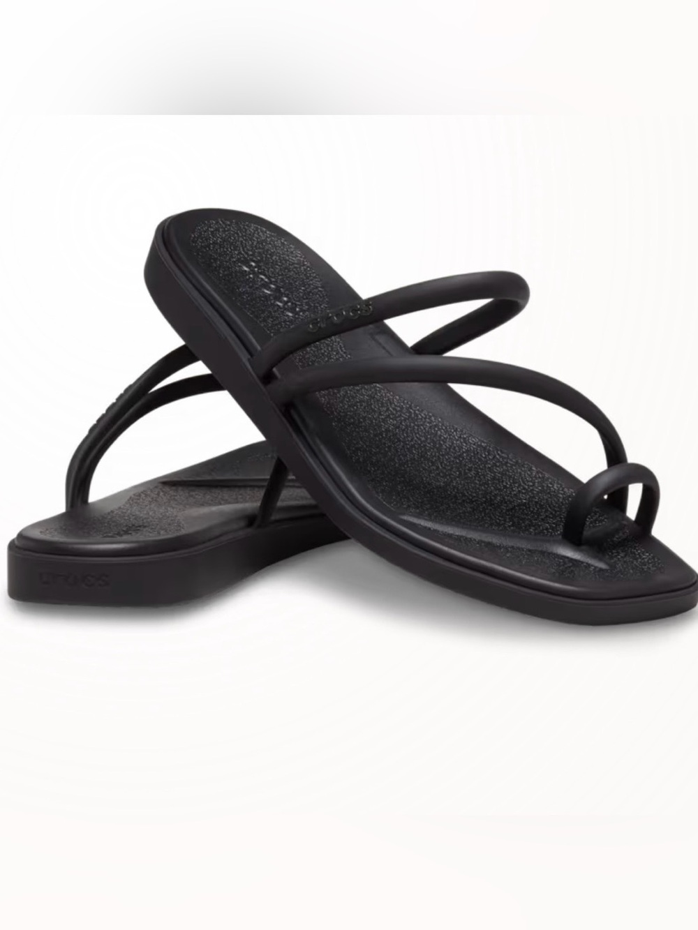 BNWT CROCS Black Miami Toe Loop Double-Strap Slide Sandals - Picture 4 of 12
